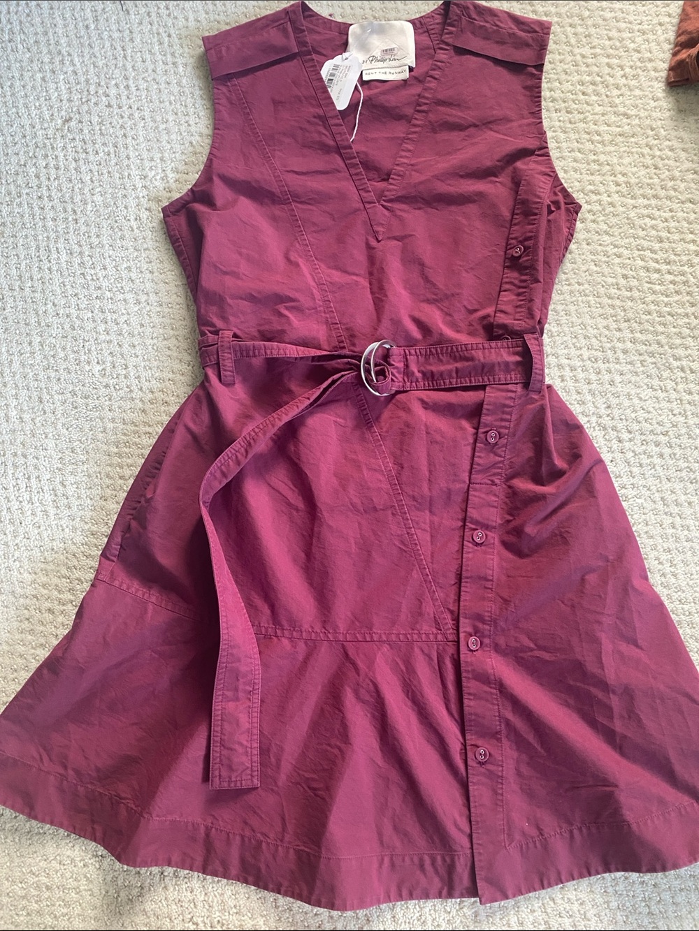 Philip Lim for rent the runway Sleeveless Belted Dress in Berry Plum, 0
